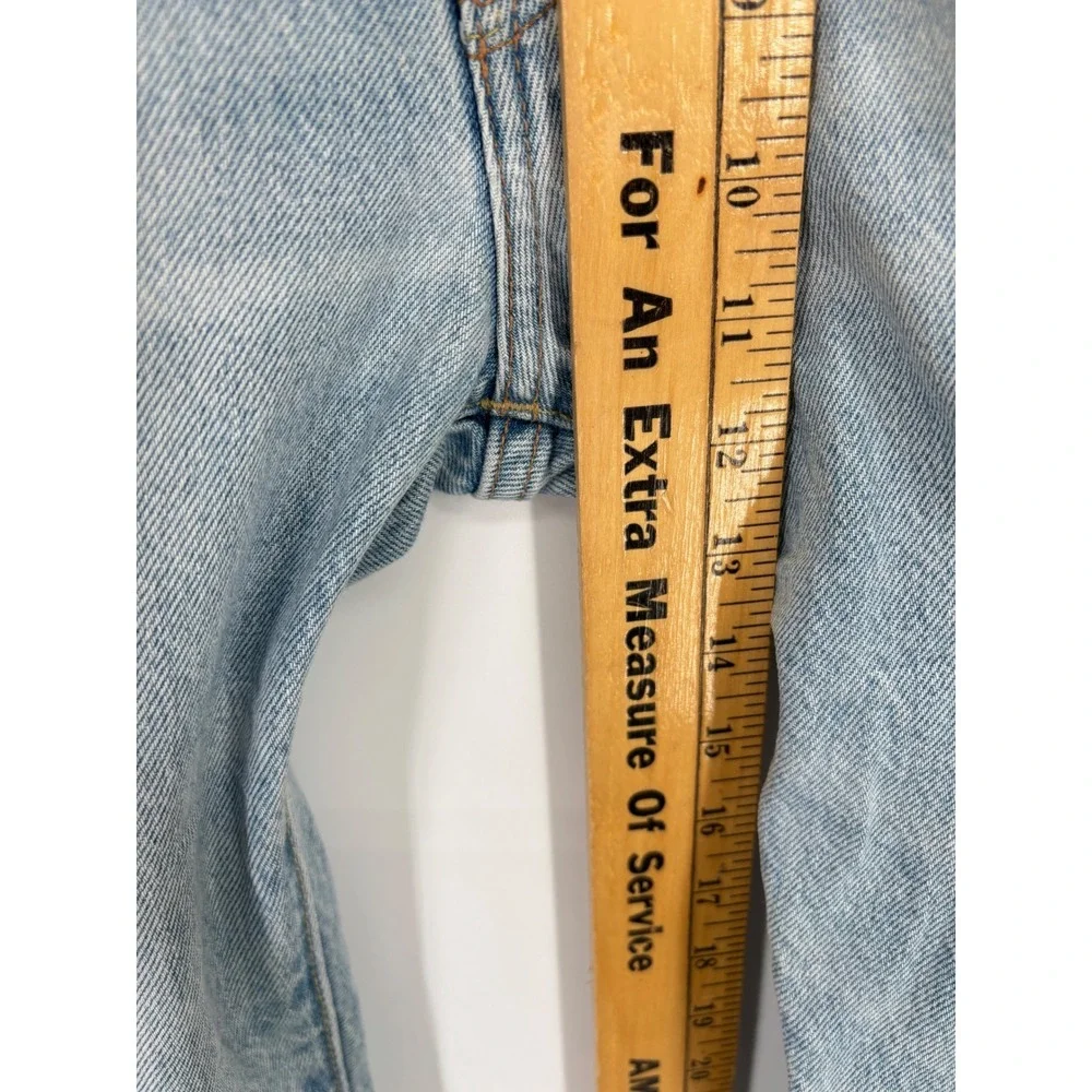 Levis Premium 551 Authentic Jeans Mens 33x30 Light Distress Faded  Blue Denim